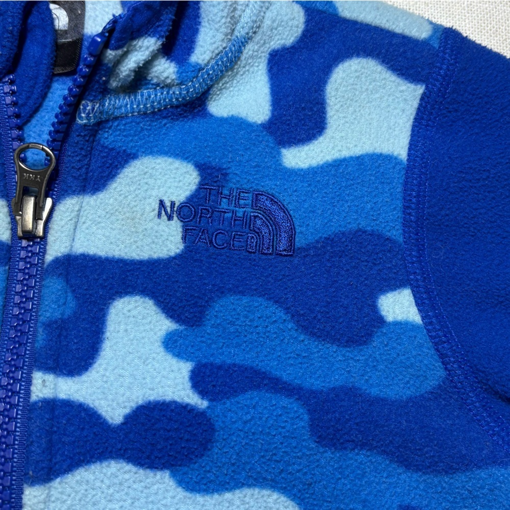 The North Face Boys 18-24 Month Glacier Camo Zip Up Hoodie Blue Fleece - Picture 3 of 14